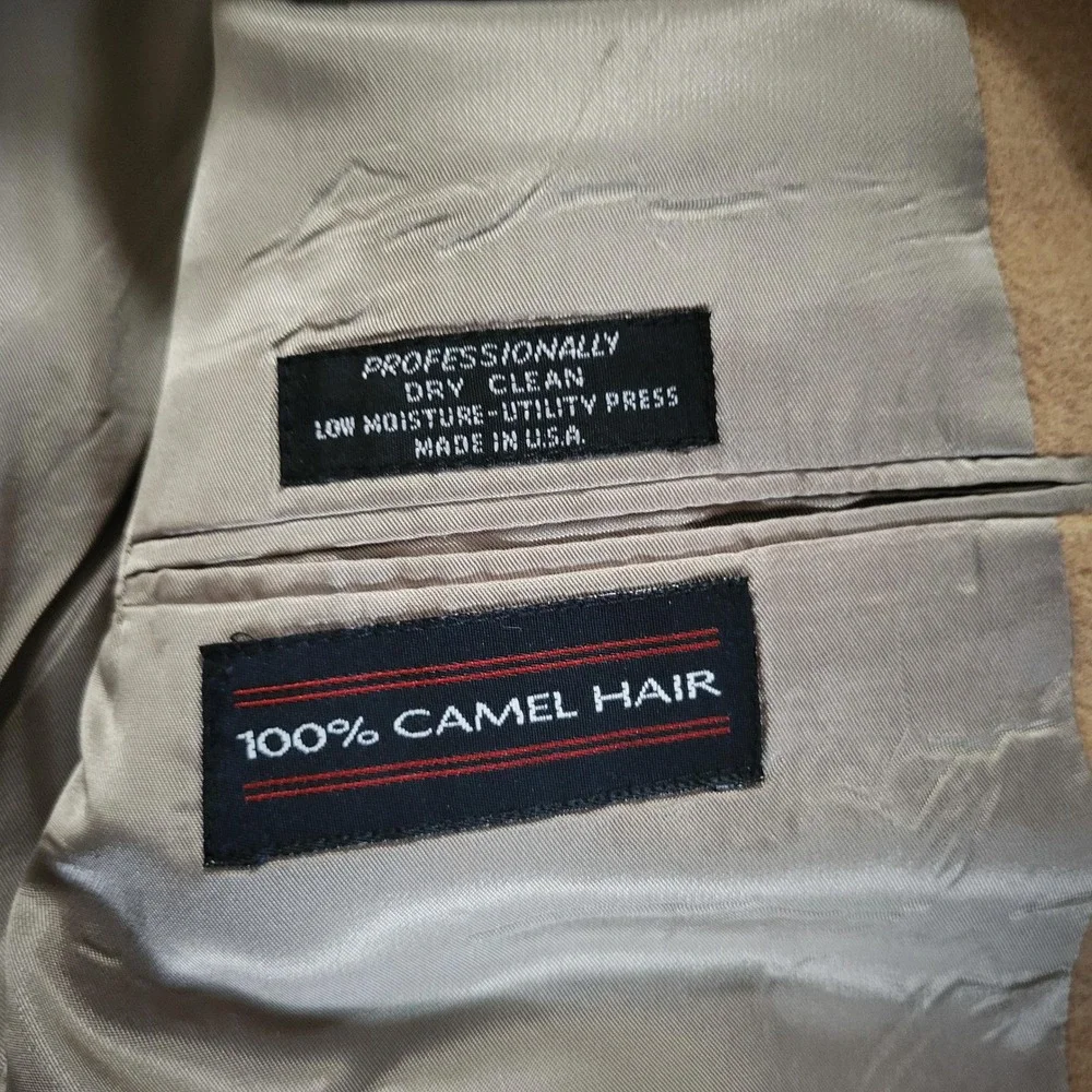 Vintage 90s Roundtree Yorke Camel Hair Blazer Made USA Classic Dadcore Coat